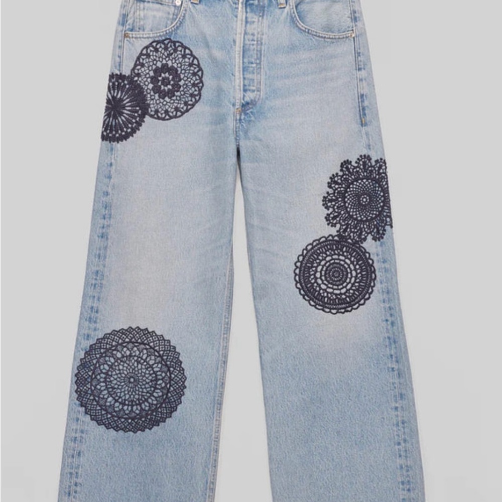 Citizens Of Humanity Black Flare Jeans with Artistic Design